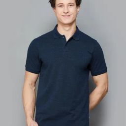Fame Forever by Lifestyle Navy Melange Regular Fit Polo T-Shirts-image-13