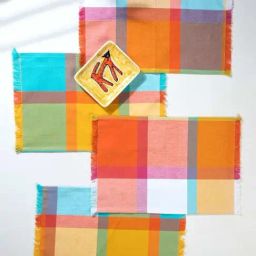 Modish Madras Woven Cotton Multi-Colored Print & Pattern Table Mats -Set Of 4-36