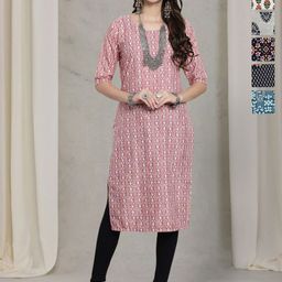 7Threads Selection Of 6 Striped Printed Round Neck Straight Kurta-image-52