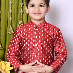 Cae Boys Embroidered Regular Sequinned Dupion Silk Kurta with Pyjamas image 2