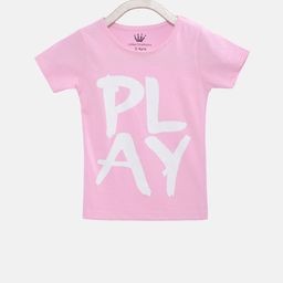 Little Chieftains Girls Pink Printed Round Neck T-shirt-image-83
