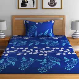 Home Ecstasy Navy Cotton 140 TC Bed Sheet Set-image-62
