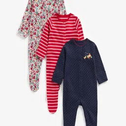 mothercare Girls Pack of 3 Printed Sleepsuit-14