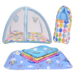 Toddylon Newborn Babys Mosquito Mattress Net Bed Sleeping Bag & 4 Plastic Diaper Changing Sheets - Blue-22