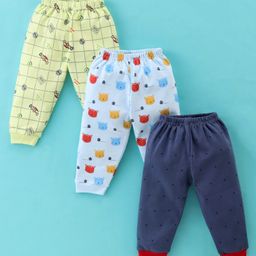 Mini Donuts 100% Cotton Full Length Pajamas Car Printed Pack of 3 - Green Light Blue & Navy  Blue-image-56