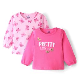 Doodle Poodle 100% Cotton Full Sleeves T-Shirts Butterfly Print Pack of 2 - Pink-image-20