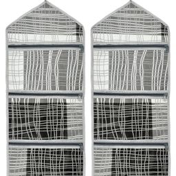 Kuber Industries Paper Holder  Foldable Hanging Organizer  PVC Lining Pattern Document Holder  3 Pocket Wall Hanging Holder with Zipper  Pack of 2  Gray & Black-14