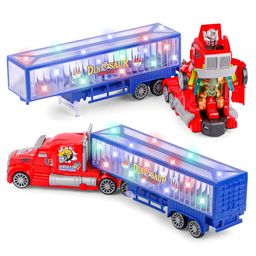 YAMAMA Musical 2 In 1 Deformation Robot Truck Toy With Lights Music Detachable Carrier Container Truck For Kids Musical Toy For Kids - Multicolor-image-14