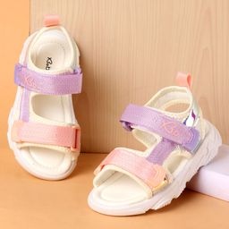 Babyoye Sandals With Velcro Closure & Chrome Finish - White-image-26