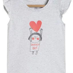 MINI KLUB Cotton Frill Sleeves Daddys Girl Text Printed Top - Grey-picture-46