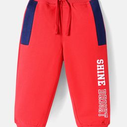 Babyhug Cotton Terry Full Length Jogger Fit Lounge Pant with Ribbed Waist & Shine Bright Print - Red-image-9