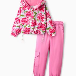 Ollington St. 100% Cotton Winterwear Set Of Floral Printed Full Sleeves Hoodie & Joggers - Pink-picture-17