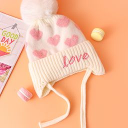 Babyhug Woollen Cap With Heart Design Cream - Diameter 12 cm-picture-6