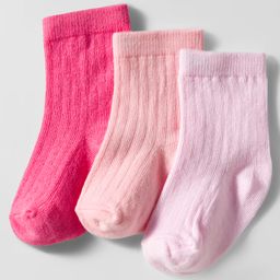 Cute Walk by Babyhug Knit Ankle Length Solid Color Anti Bacterial Socks Pack of 3 - Pink-picture-15