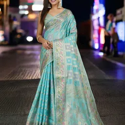 KIMISHA Woven Design Zari Organza Banarasi Saree-image-64