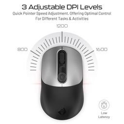 Archer Tech Lab Precision 200 Wireless Mouse, Dual Connectivity 2.4GHz USB & Bluetooth 3.0 & 5.0, MX8650 Sensor, 3 DPI Settings (800-1200-1600), 3 Million Clicks Lifetime, Rechargeable 500mAh Battery image 4