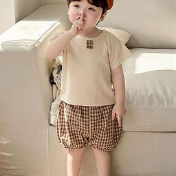 LULU & SKY Boys Textured Round Neck T-Shirt With Shorts-image-45