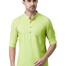 EdinWolf Men Solid Band Collar Cotton Kurta-image-99