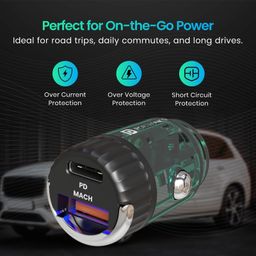 Portronics POR-1875 Car Power View 36W Car Charger, Dual Port (18W USB Type-A & 36W Type-C), Fast Charging, PPS Tech, Transparent Design, Safe Power Delivery for Multiple Devices (Black) image 5