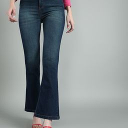 BAESD Women Cotton Bootcut Heavy Fade Mid Rise Stretchable Jeans-image-75