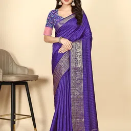 J 6 DESIGNER Woven Design Zari Art Silk Block Print Saree-picture-1