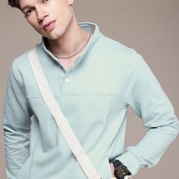 WROGN Mock Collar Solid Pullover Sweatshirt-image-33