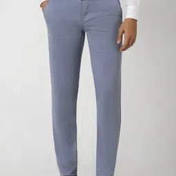 Van Heusen Blue Slim Fit Self Pattern Trousers-image-83