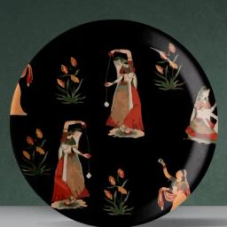 Nestroots Rajasthani Traditional Print Multicolor Porcelain Wall Plate-46