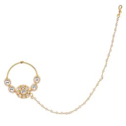 Saraf Rs Jewellery Gold Plated White Kundan Studded Floral Design Nath For Modern Brides-20