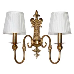 FOS LIGHTING Gold European Style Double Light Steel Wall Sconce With 6 Inch Pleated Fabric Shades-image-44