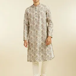 Diwas by Manyavar Floral Printed Mandarin Collar Straight Kurta-image-41