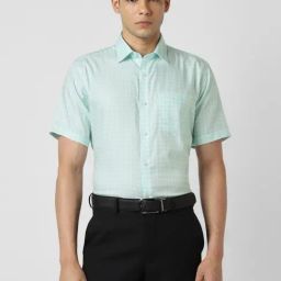 Van Heusen Green Cotton Regular Fit Checks Shirt-image-15