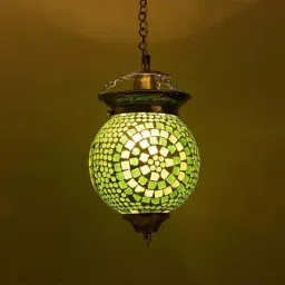 Homesake Green Metal Turkish Moroccan Mosaic Pendant Light - Set of 1 (Bulb not included)-5