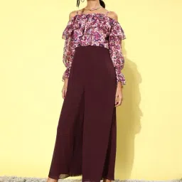 Miss Chase Wine Floral Print Jumpsuit-image-96