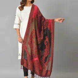 W Red Cotton Printed Shawl-image-47