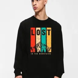 Bewakoof Jet Black Regular Fit Graphic Print Sweatshirt-48