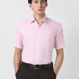 Van Heusen Pink Cotton Regular Fit Textured Shirt-image-87