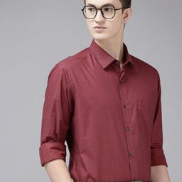 Arrow Manhattan Slim Fit Micro Ditsy Self Design Pure Cotton Formal Shirt-image-43