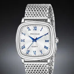 Provogue Men Brass Embellished Dial & Stainless Steel Wrap Around Straps Analogue Watch PR-GSQ003-WHT-CH-53