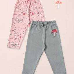 Nauti Nati Girls Pink Cotton Graphic Regular Fit Leggings - Pack of 2-picture-37