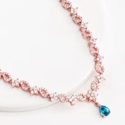 Sterling Silver Rose Gold Blue Moon Necklace for Womens and Girls-image-66