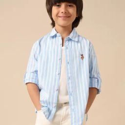 U.S. Polo Assn. Boys Blue Cotton Striped Shirt-picture-20