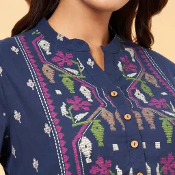 Rangmanch by Pantaloons Navy Cotton Printed A Line Kurta image 5