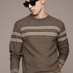 The Roadster Lifestyle Co. Men Striped Acrylic Pullover-picture-35