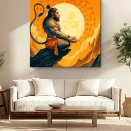 999Store Orange Canvas Hanuman In Glowing Light Painting-image-16