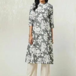 Soch Grey Regular Fit Floral Print Kurta-21