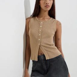 Nuon by Westside Beige Ribbed-Textured Top-picture-15