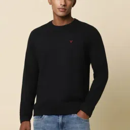 Allen Solly Black Cotton Regular Fit Sweatshirt-picture-2