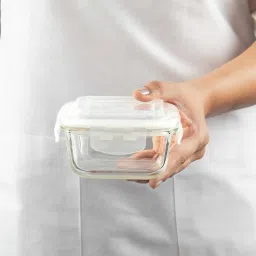 Borosil ?Blue ?Glass Leak Proof Lunch Box with Bag - Set of 2 (320 ml) image 5