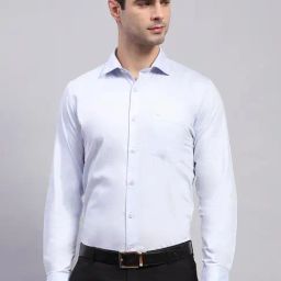 Monte Carlo Light Blue Cotton Regular Fit Checks Shirt-image-50